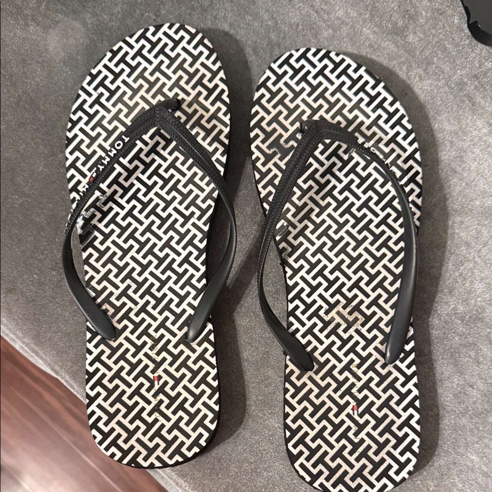 Tommy Hilfiger Black and White Sandals